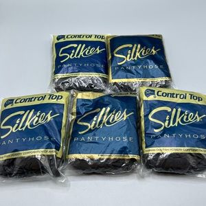 NEW X Tall- Bundle of 5 Silkies Pantyhose Control Top Off Black